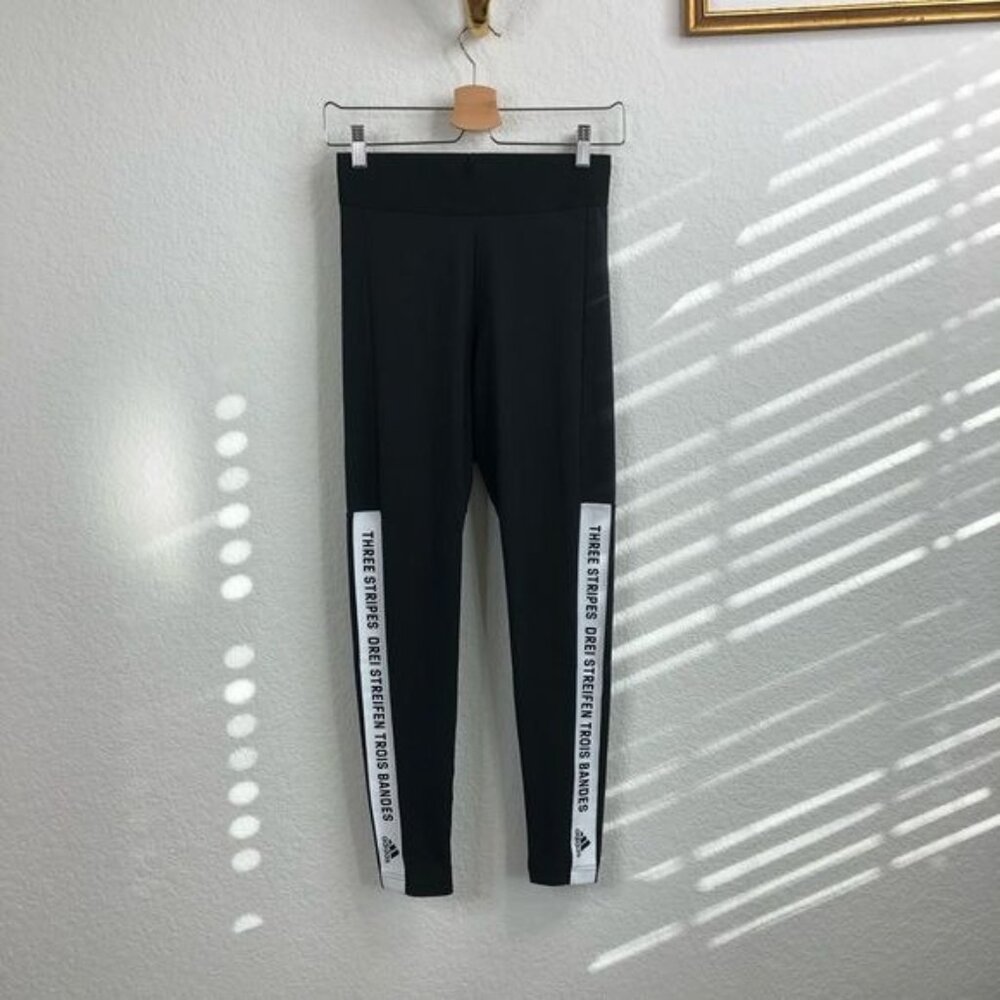 adidas Originals Ticker Tape Striped Logo 3 Stripe Logo Leggings